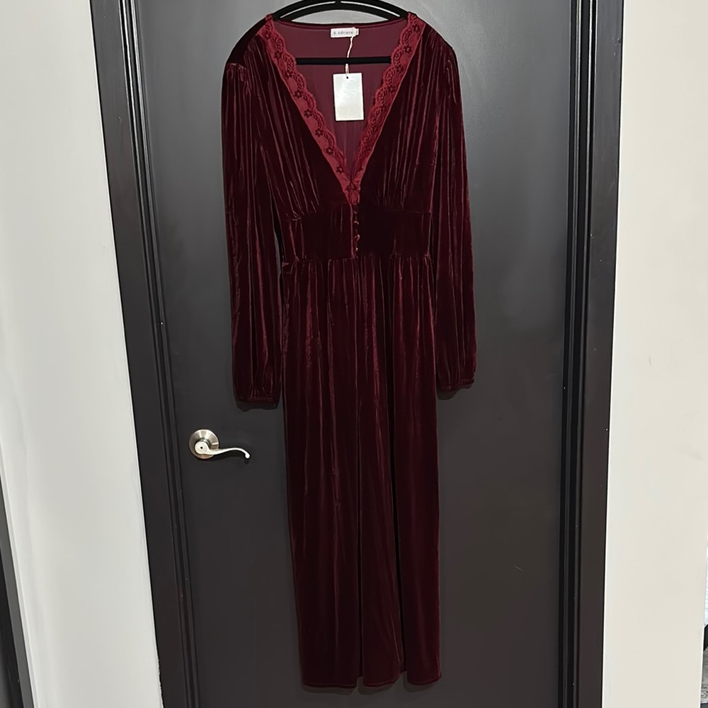Elegant Burgundy Velvet Dress perfect for Renaissance Theme
